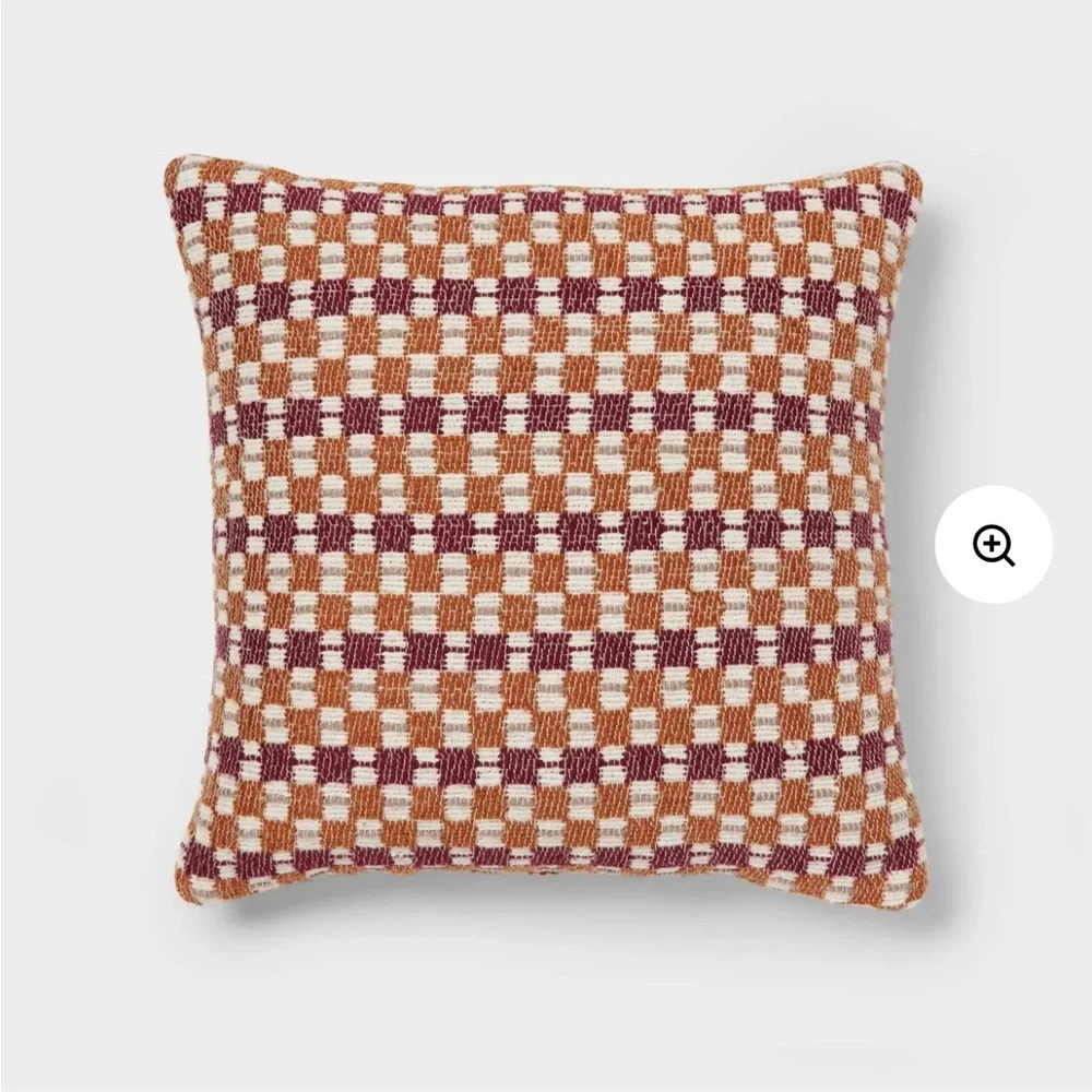Threshold | Accents | New Threshold Woven Checkered Pillow In Burgundy ...